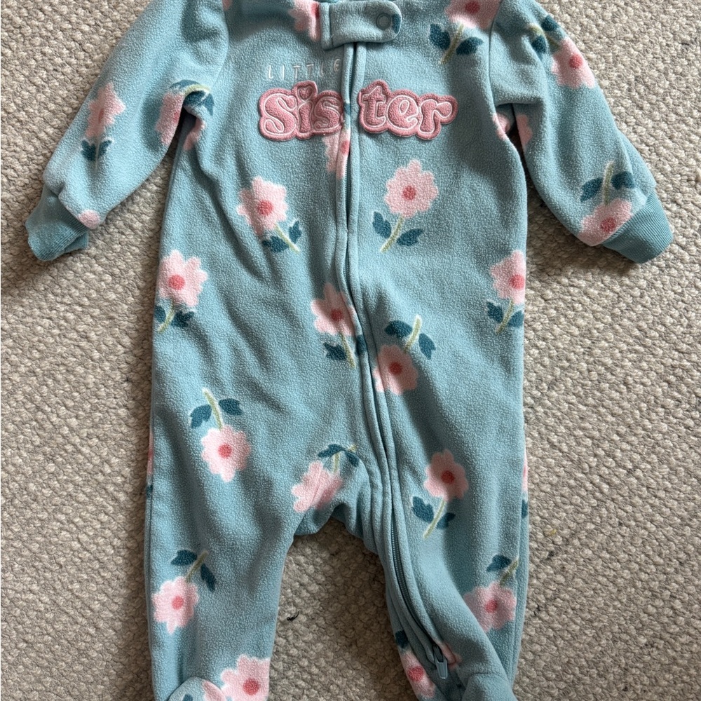 Little Sister Floral Fleece Onesie